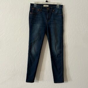 Madewell Womens 9” High Riser Skinny Skinny Jeans Dark Blue Size 29‎ (Meas 30”)